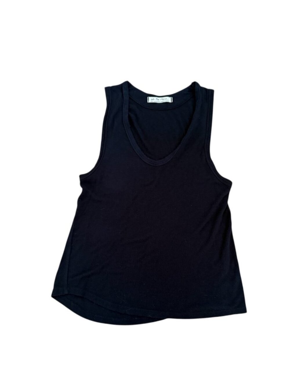 Free People We The Free Ribbed Tank Top Black Small Longer Days Stretchy Scoop